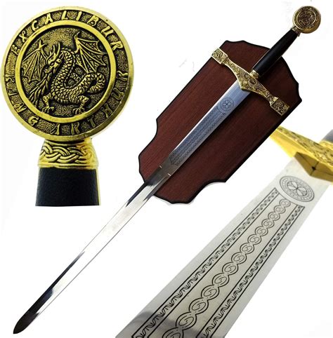 Amazon Com King Arthur Sword In The Stone Excalibur Sword With Display Plaque For Collection