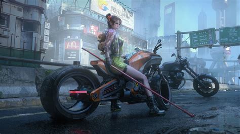 1399019 Cyberpunk Girls Motorcycle Biker Sci Fi Rare Gallery Hd