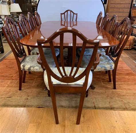 Baker Furniture 11 Piece Dining Room Set Table And Ten Chairs Historic