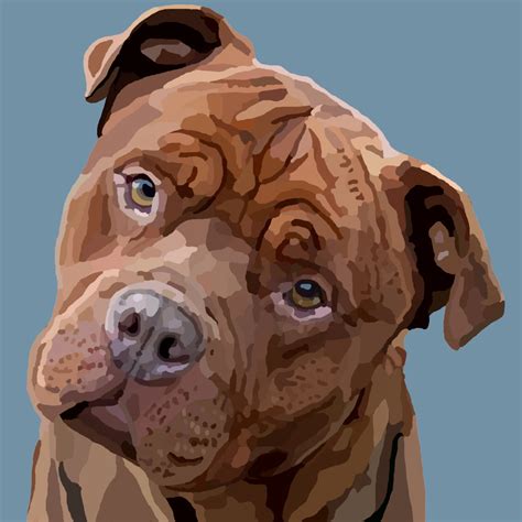 Pitbull Dog Breed Pet Portrait Painting Signed Art Print Etsy