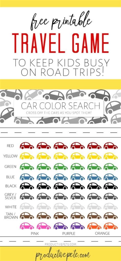 So our *newest* set of printables will quickly help you keep the kids busy with lots of games. Car Color Search Printable Road Trip Game for Kids ...
