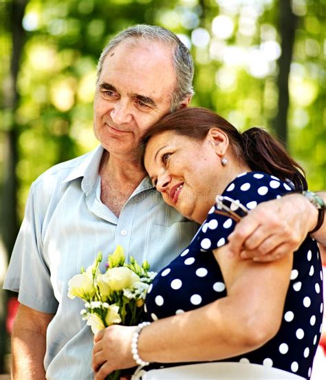 Happy Old Couple With Flower Stock Photo Image Of Lifestyle Mature
