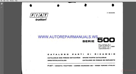 Fiat Tractor 500 Spare Parts Catalogue Auto Repair Manual Forum