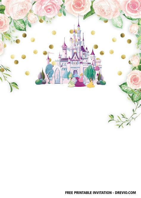 Free Printable Pink Castle Invitation Templates Princess Birthday