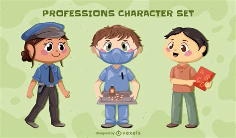 Chibi Characters With Professional Jobs Set Vector Download