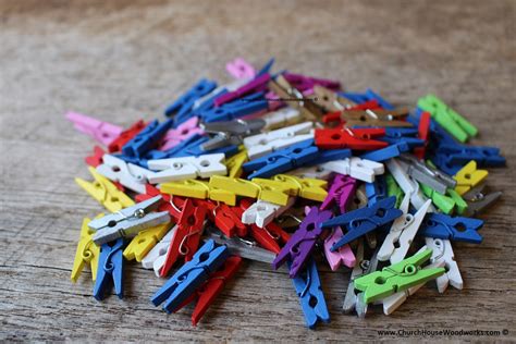 100 Mini Multi Color Mix Wooden Clothespins — Church House Woodworks