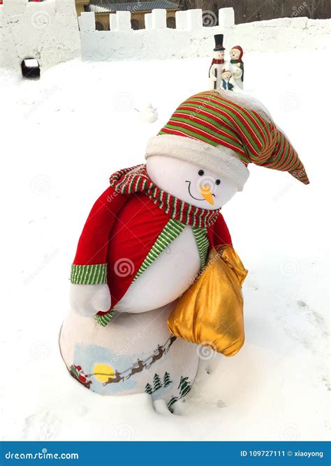 Snowman In Christmas Dress Stock Image Image Of Traditional 109727111