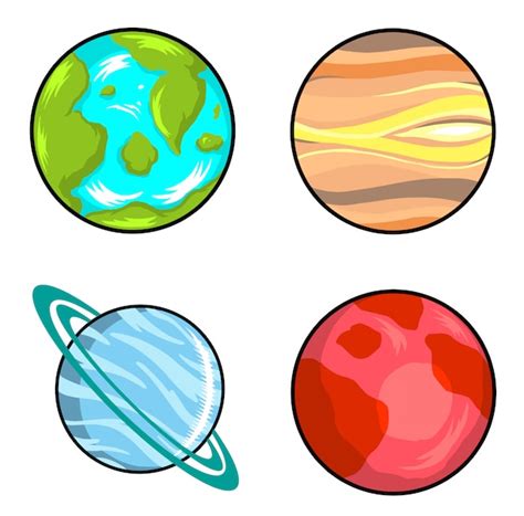 Planetas Do Sistema Solar Dos Desenhos Animados Vetor Premium
