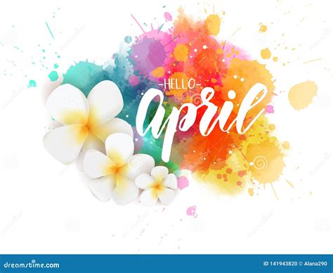 Hello April Floral Spring Concept Background Stock Vector