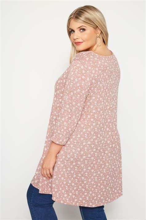 Light Pink Ditsy Floral Tunic Top Sizes 16 To 36 Yours Clothing