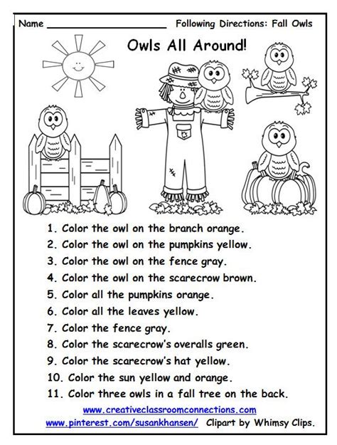 Following Directions Worksheet For Grade 1