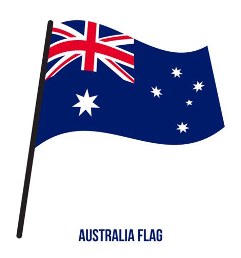 Australian Flag Flying In The Wind Illustrations Royalty Free Vector