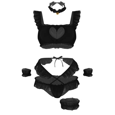 buy dpois women s 5pcs sexy japanese girls anime cute cat cosplay costume keyhole lingerie