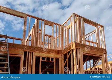 New Residential Construction Home Framing Against Stock Image Image