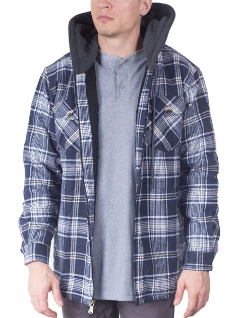 Mens Flannel Jackets For Mens Big And Tall Zip Up Hoodie Sherpa Fleece