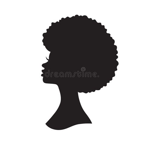Afro Messy Hair Bun Long Black Lashes Vector Woman Silhouette With