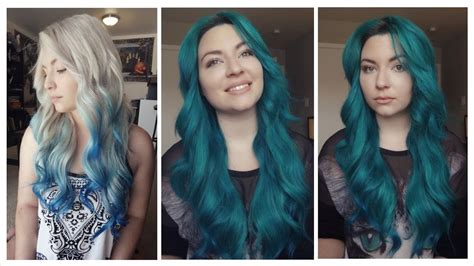How I Dyed My Hair Sea Green Directions Alpine Green And Midnight Blue