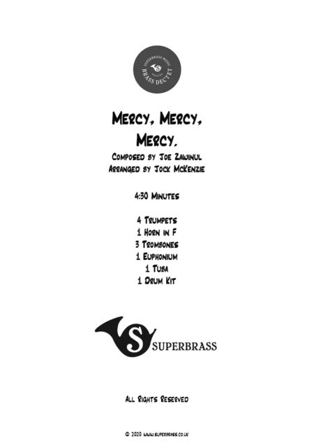 Mercy Mercy Mercy Arr Jock Mckenzie Sheet Music The Buckinghams