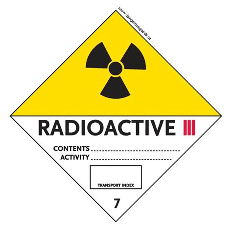 7 Radioactive Material Category Iii Yellow Hazardní Dangerous Goods