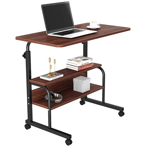 Adjustable Rolling Desk Mobile Laptop Desk Cart Stand Up Table Standing