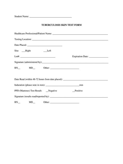 Tb Test Form Template