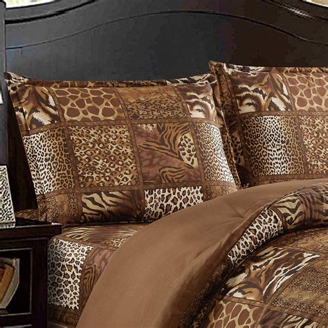 Wpm 2 Piece Animal Print Comforter With Pillow Sham Chocolate Brown