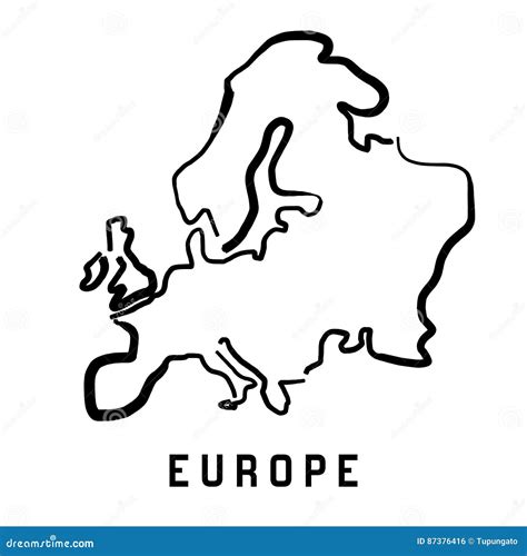 Europe Outline World Map Vector Illustration Isolated On White Map Of