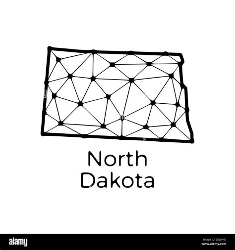 North Dakota State Map Polygonal Illustration Made Of Lines And Dots