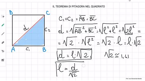 teorema di pitagora applicato al quadrato youtube