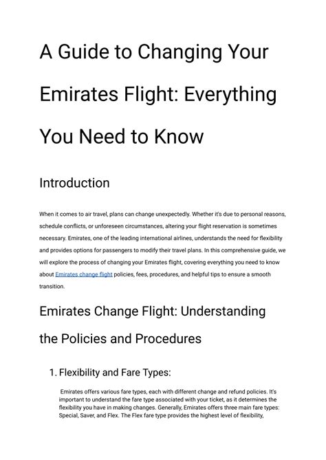Ppt A Guide To Changing Your Emirates Flight Everything You Need To