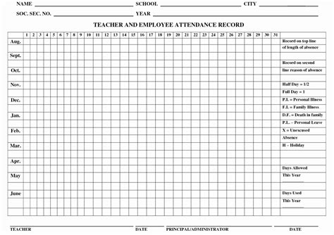 Printable Employee Attendance Calendar Template Excel Calendar
