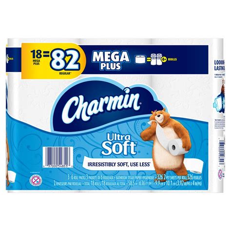 Charmin Ultra Soft Toilet Paper 18 Mega Plus Rolls 003700054855 The