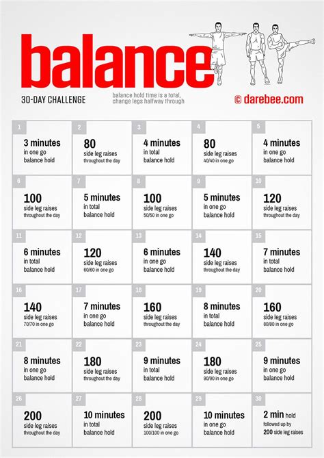 30 Day Balance Challenge Darebee Balance Fitness Tap The Pin If