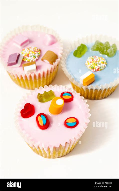 Fairy Cakes Decorated With Sweets Stock Photo Alamy