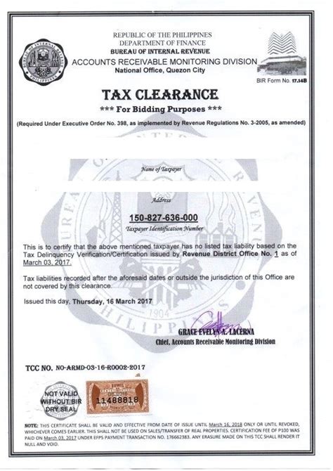 Also, please note that being on a payment plan does not suffice, and all liabilities must be paid in full. Sample Certificate: Tax Clearance Certificate Application Form