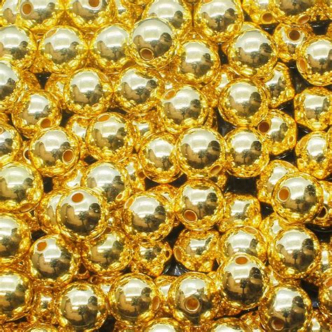 Acrylic Gold Round Beads 10mm 80pcs