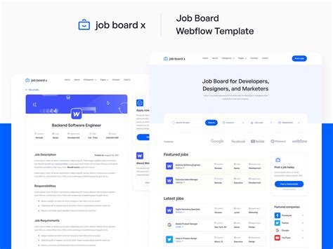 Job Board Webflow Website Template Behance