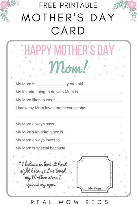 Questionnaires, activity sheets, coloring pages, card ideas and more! Mother's Day Cards to Make With the Kids - Real Mom Recs