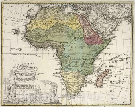 Historic Map 1752 Africa Vintage Wall Art In 2022 Vintage Wall