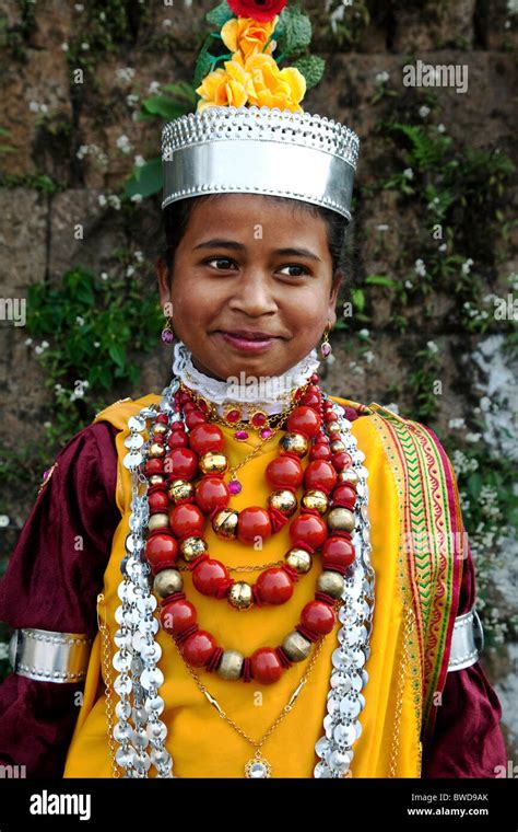Khasi Girl In Traditional Festival Dress Cherrapunji Village