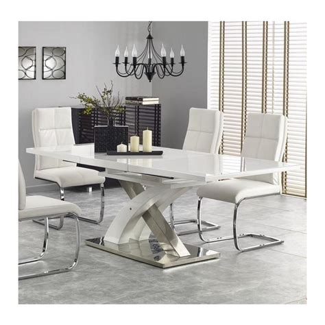 table salle a manger design blanc laqué extensible 220cm x 90cm Cleo