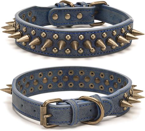 Studded Dog Collar Spike Collar For Dogs Pu Leather Pet Collar Bulldog