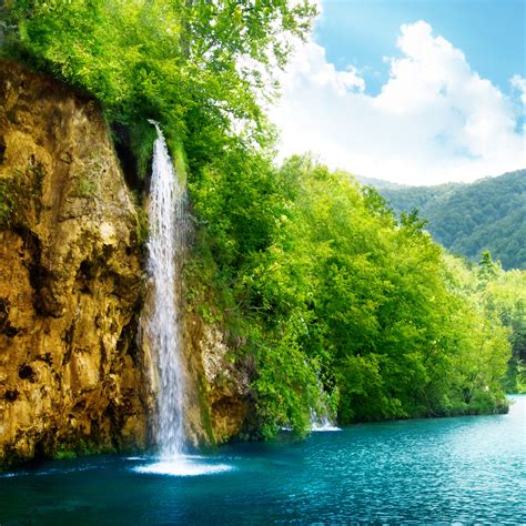 Download Nature Waterfall Lake Trees 2048 X 2048