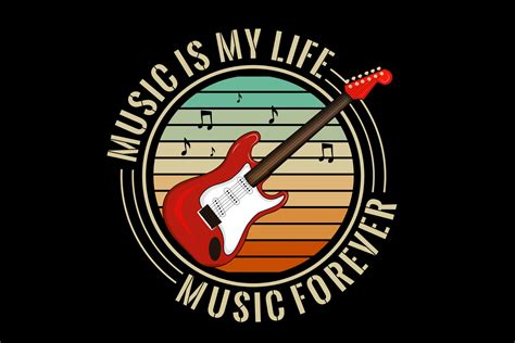 Music Is My Life Silhouette Design With Retro Background 2786968 Vector
