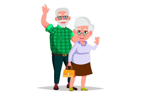 Elderly Couple Vector Grandpa With Grandmother Lifestyle Couple Of