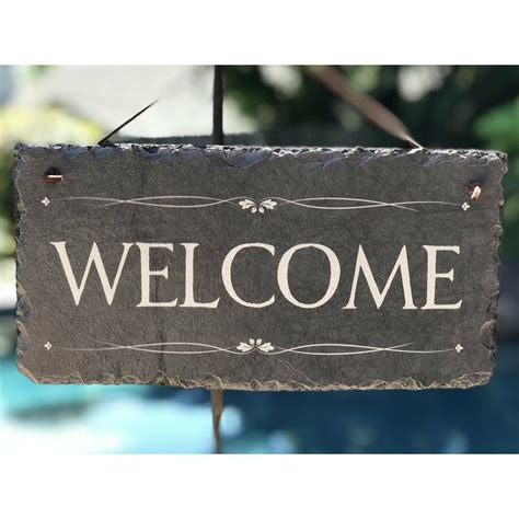 Handmade And Customizable Slate Welcome House Sign Shop Custom Slate