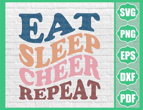 Eat Sleep Cheer Repeat Svg Cheerleader Svg Cheer Life Etsy