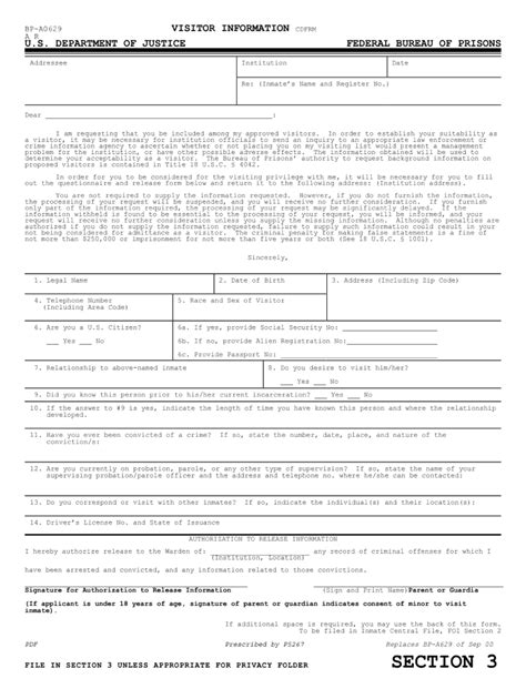 Printable Visitation Forms To See An Inmate In Florida Prison