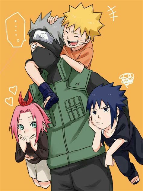 Team 7 Naruto Sakura Sasuke Kakashi Funny Carrying Piggyback