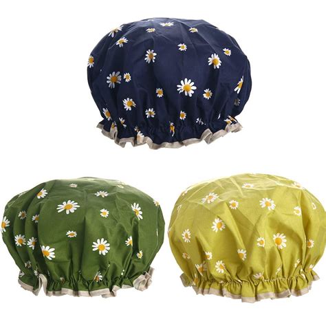 Shower Caps For Women Pack Adjustable Bath Caps With Double Layer